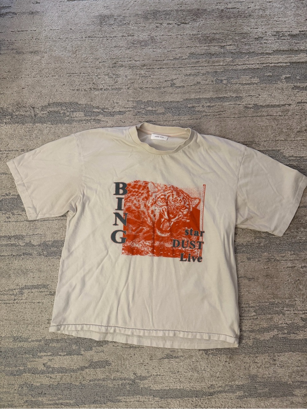 Anine Bing Cream Tee with Orange/Red Tiger Graphic